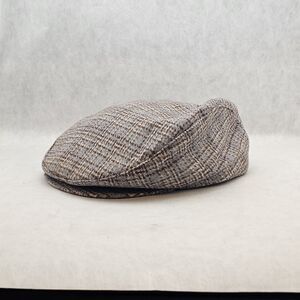 VTG Sima Int Gray Plaid Wool Snap Brim Newsboy Cabbie Hat Size XL Made In USA